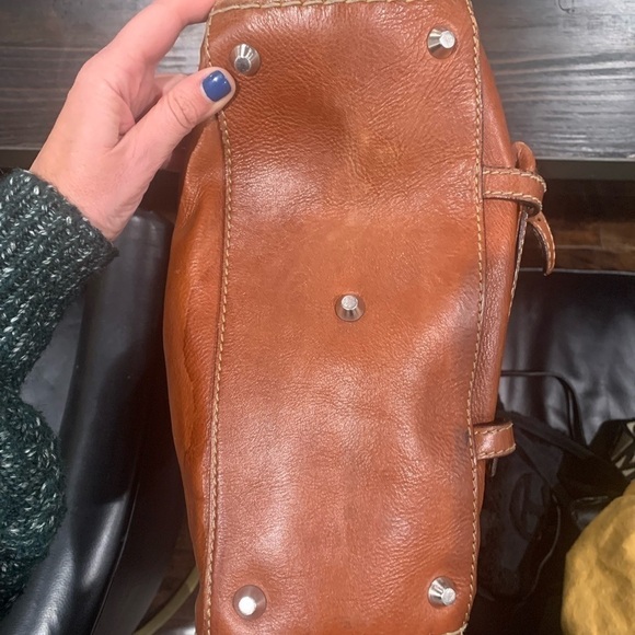 𝅺CHLOE Large Edith Vintage leather Satchel distressed cognac brown w/ stitching - Picture 7 of 16